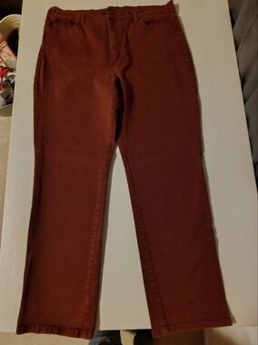 Gloria Vanderbilt 'Amanda' Straight Leg Pants in Muted Red Size 18
